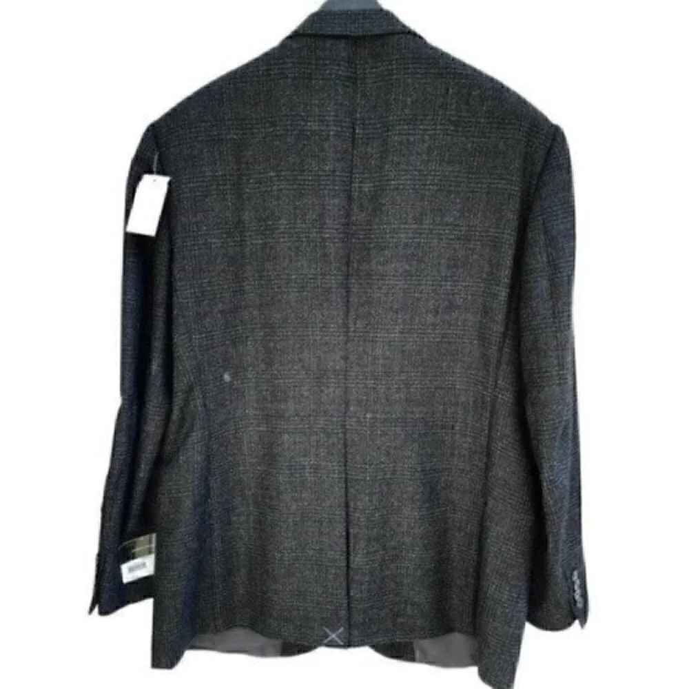 NWT Bert Pulitzer 100% Lambswool Plaid Sports Coat Blazer Dark Gray Men’s 44R